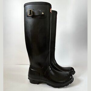Women's Original Tall Black Matte Buckle Rain Boot Size 8